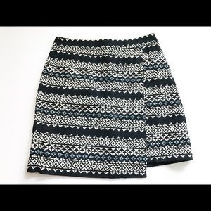 NWOT LOFT Aztec Print Black Blue Wrap Skirt 4